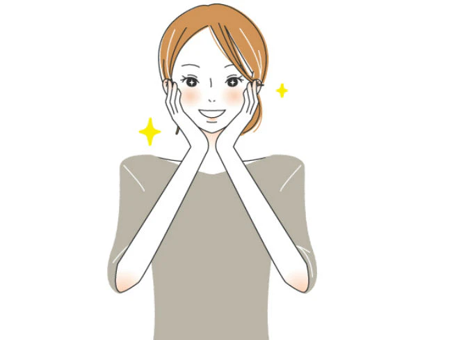 女性が頬に手をあて、目を輝かせながら喜んでいる画像