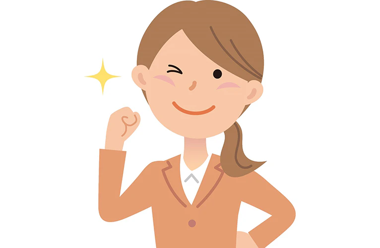 ガッツポーズしている女性