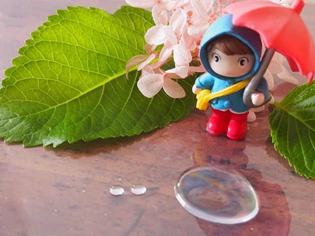 雨の様子のジオラマ