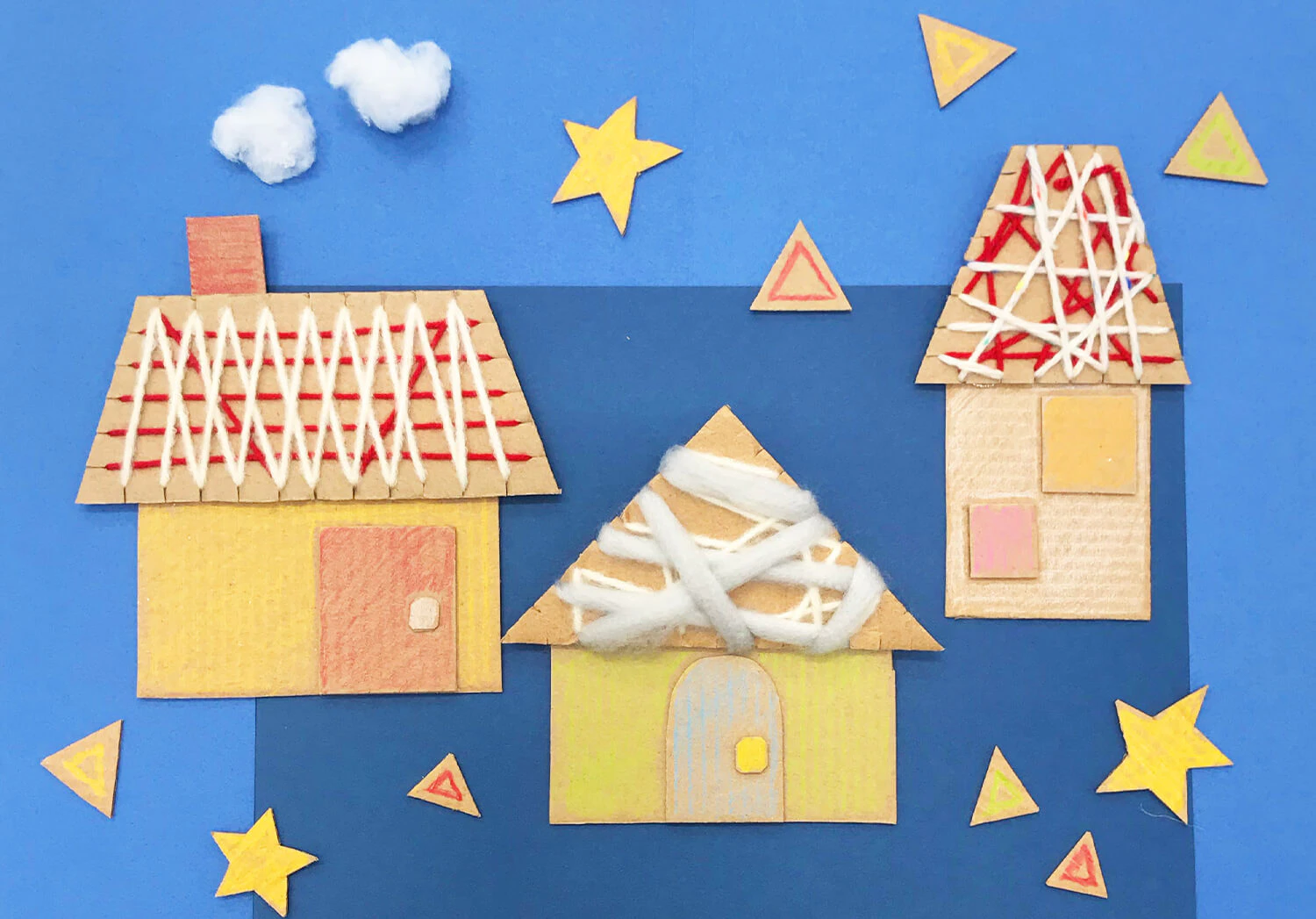 製作毛糸と段ボールのお家