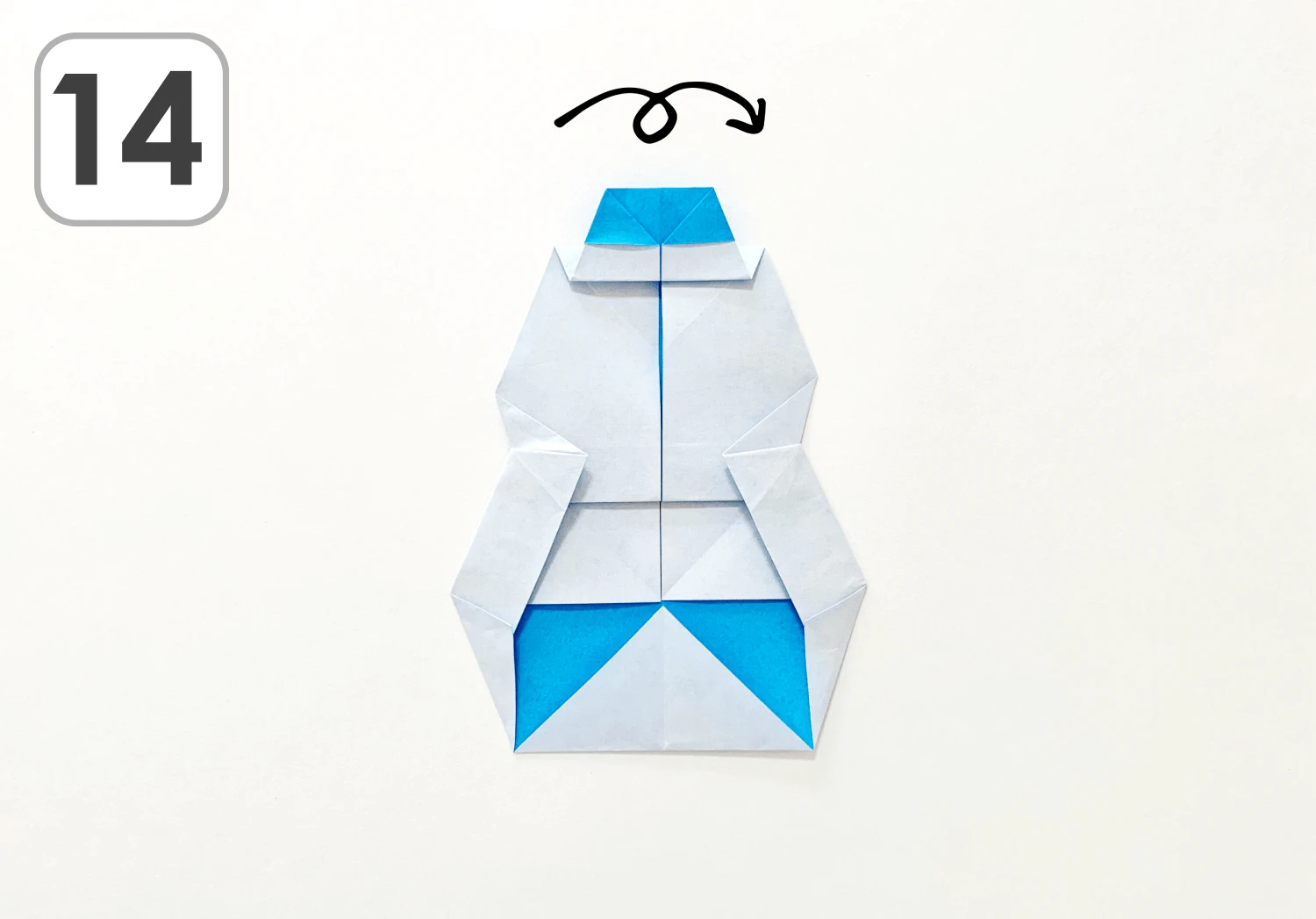 折り紙による雪だるまの製作手順14