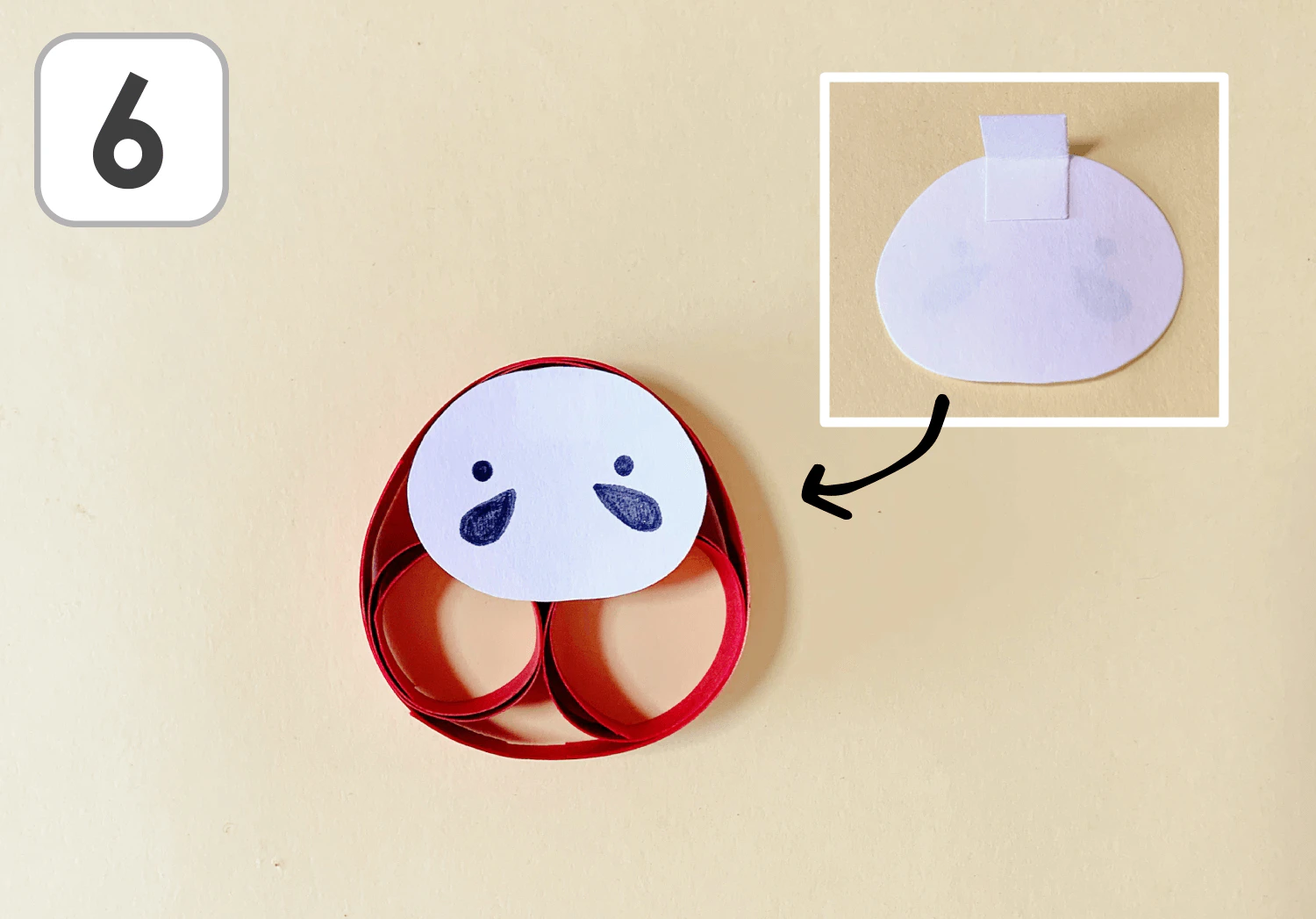 クイリングだるまの吊るし飾りの製作手順6