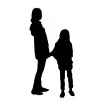 子連れの保育士のシルエット