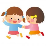 仲良く遊ぶ女児のイラスト