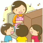 歌を歌う保育士のイラスト