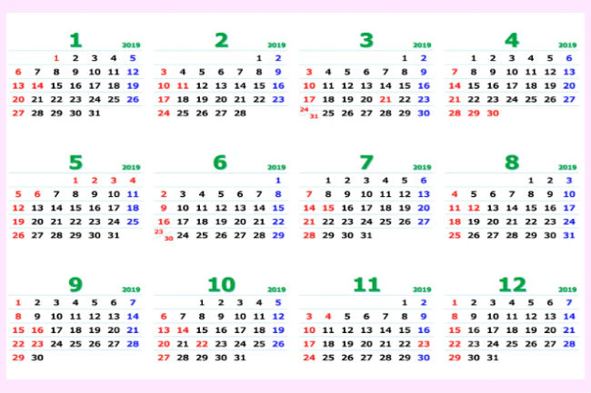 年間カレンダー