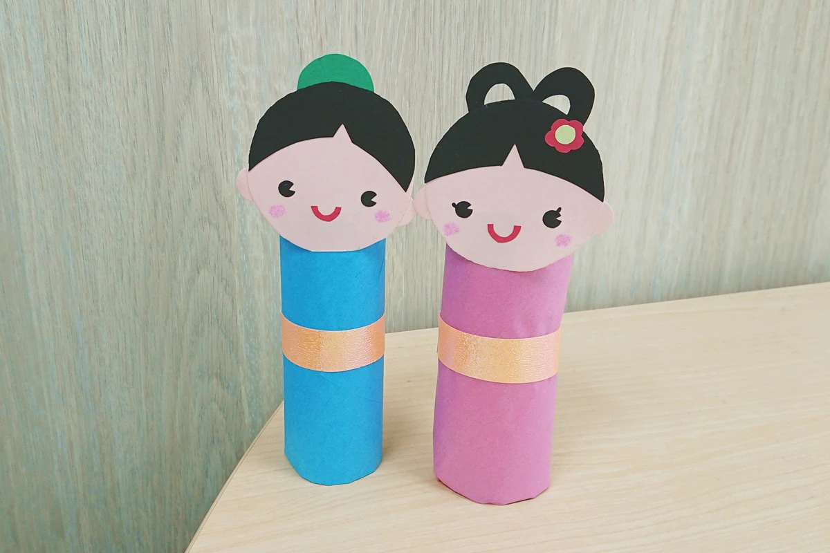 ペーパー芯の織姫＆彦星製作例