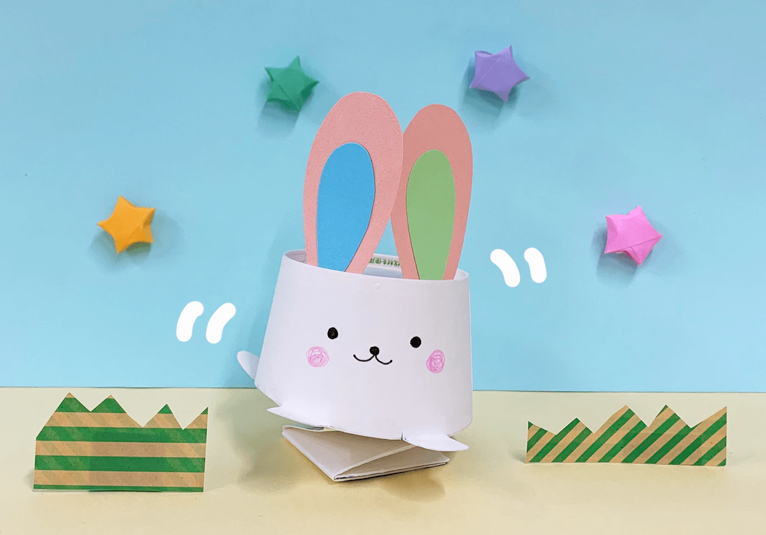 紙コップのぴょんぴょんうさぎの製作