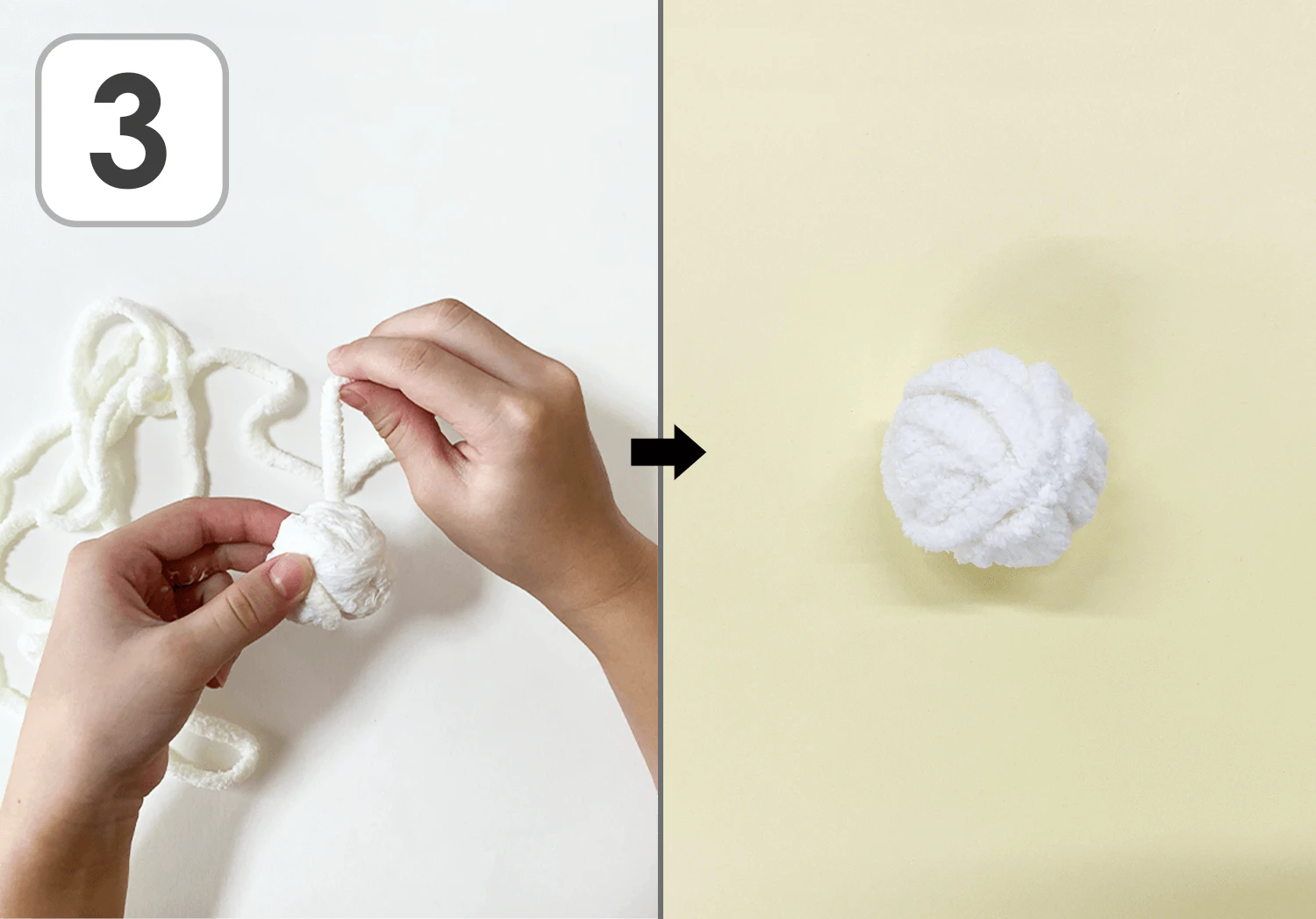 まき毛糸の雪だるまの製作手順3