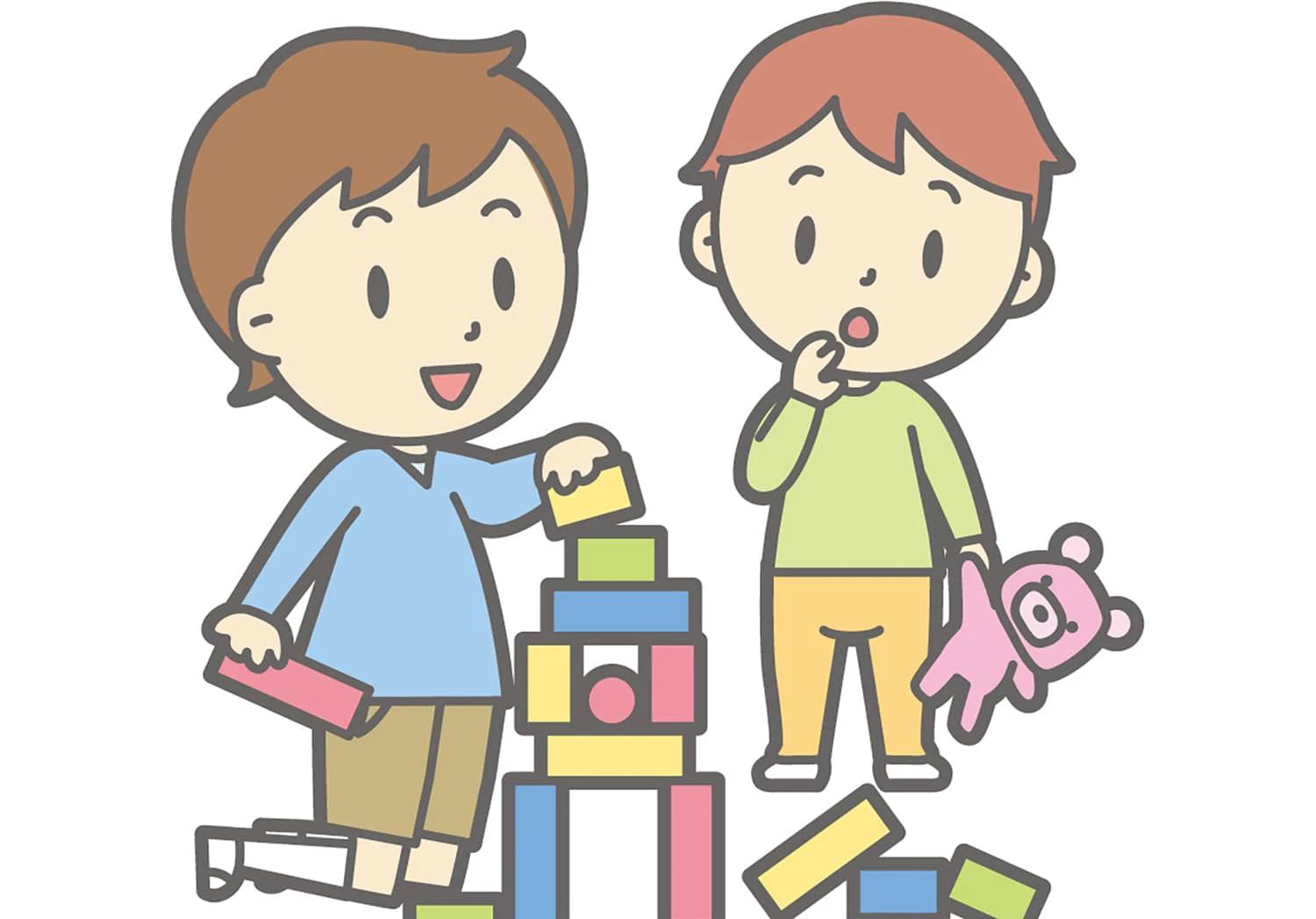 おもちゃで遊ぶ子どもたちのイラスト