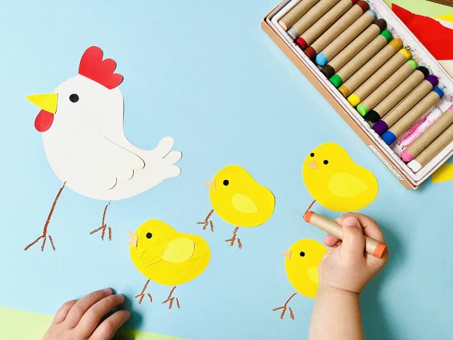 にわとりの親子の絵