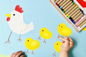 にわとりの親子の絵