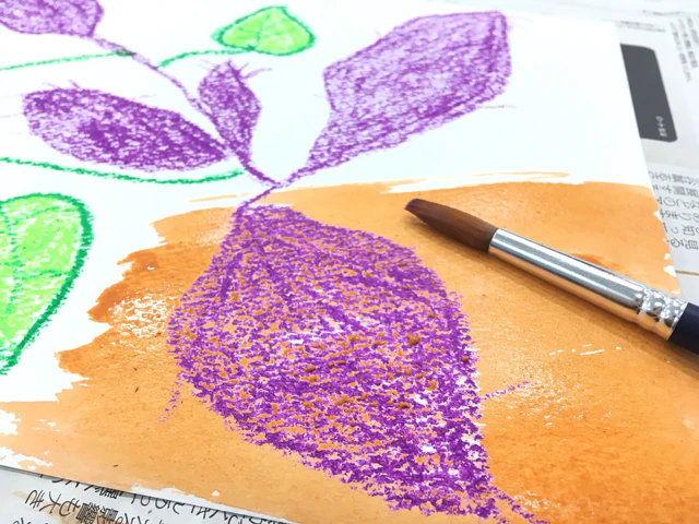 さつまいものはじき絵手順