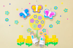 菜の花と春の仲間たちの壁面装飾