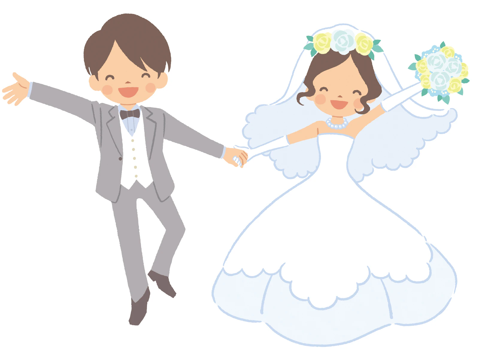 結婚式での笑顔の男女