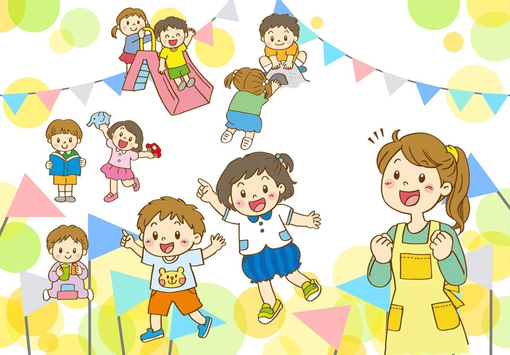 子どもたちと保育士