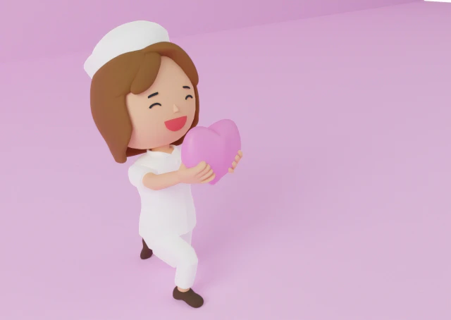 ハートを持つ看護師さんの人形