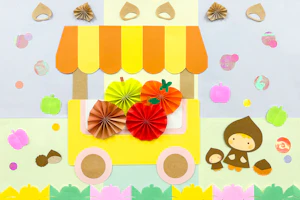 秋のくだものの壁面装飾