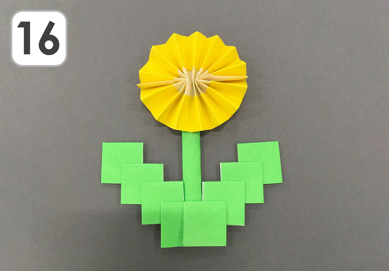 折り紙で作るたんぽぽの製作手順16