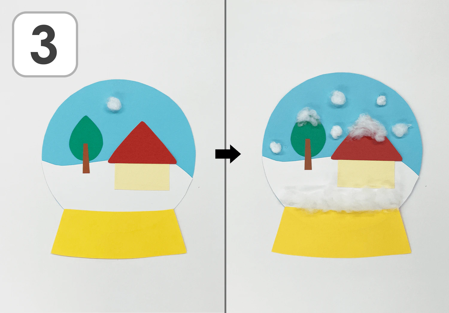 ふわふわ綿のスノードームの製作手順3