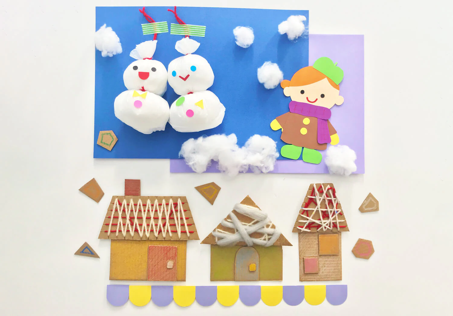 壁面お家と雪だるま