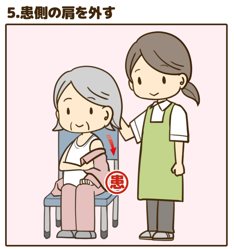 5.患側の肩を外す