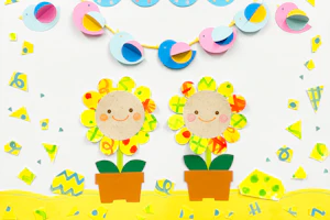 ひまわりと小鳥の壁面飾り