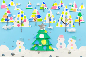 雪降る森のクリスマスの壁面装飾