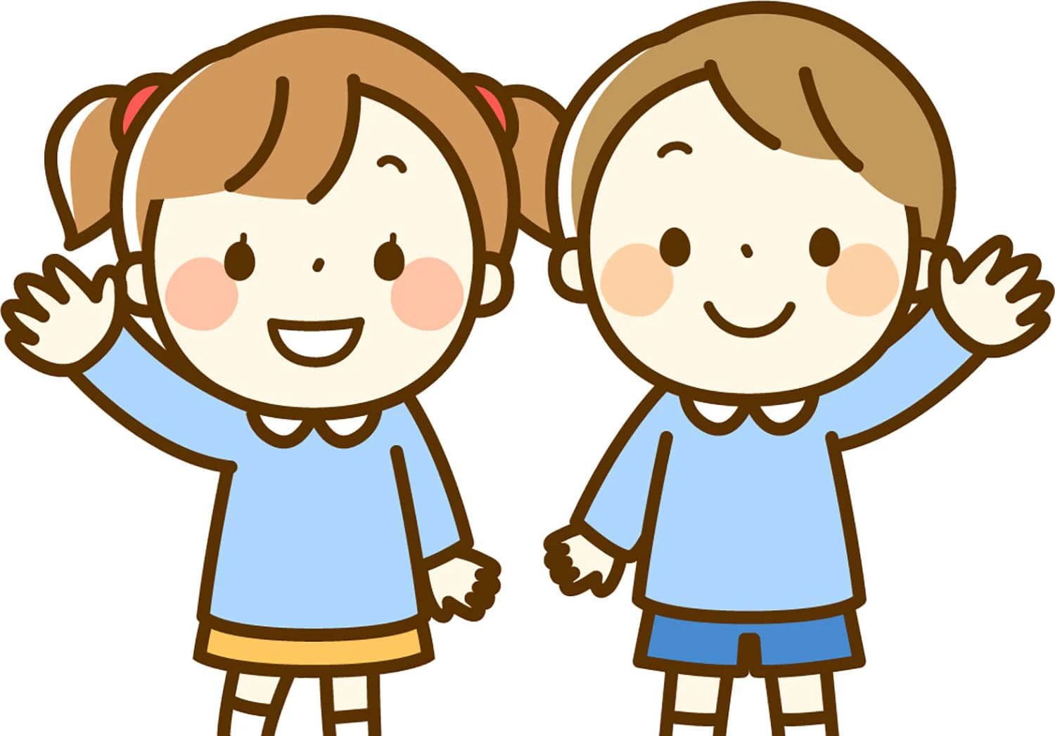 笑顔の女の子と男の子のイラスト