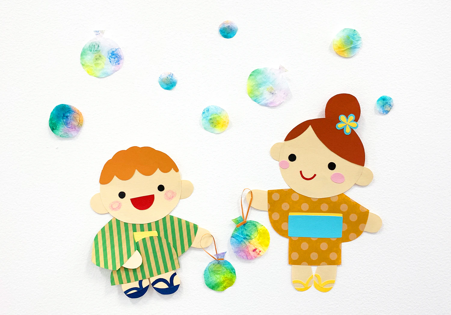 にじみ絵のヨーヨーの製作