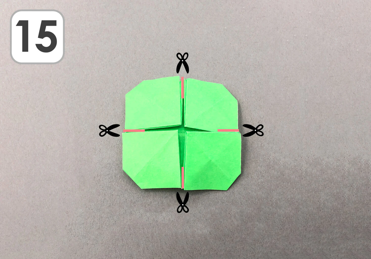 おりがみ1枚で作るクローバーの作り方15