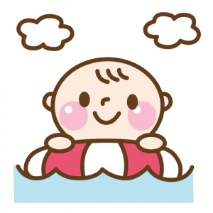 水遊びを楽しむ赤ちゃん