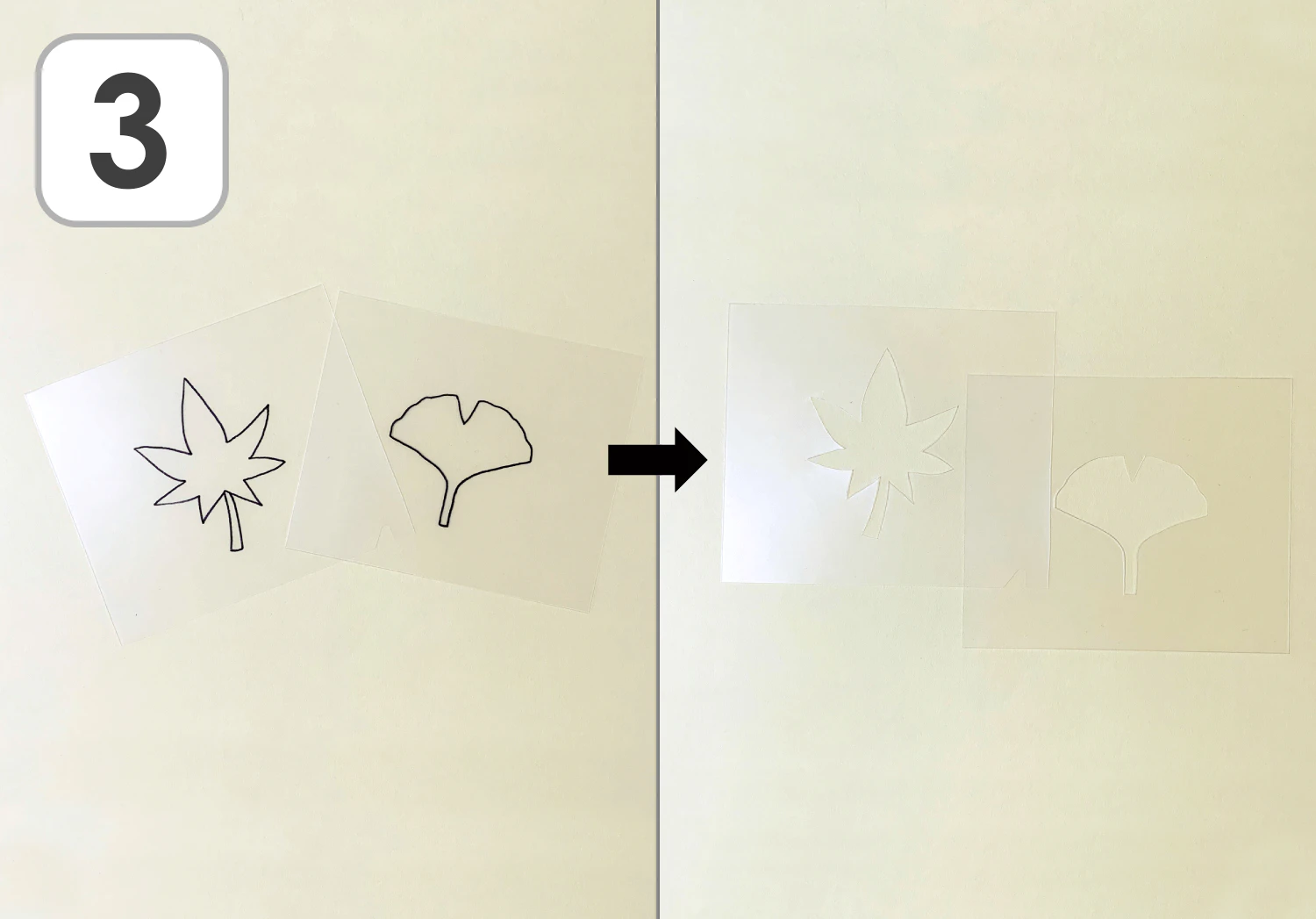ステンシルで作るイチョウとモミジの製作手順3