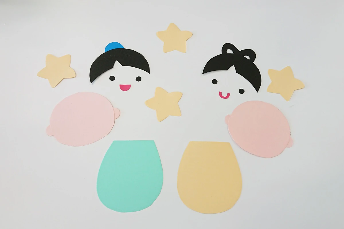 指スタンプの七夕飾り製作過程1