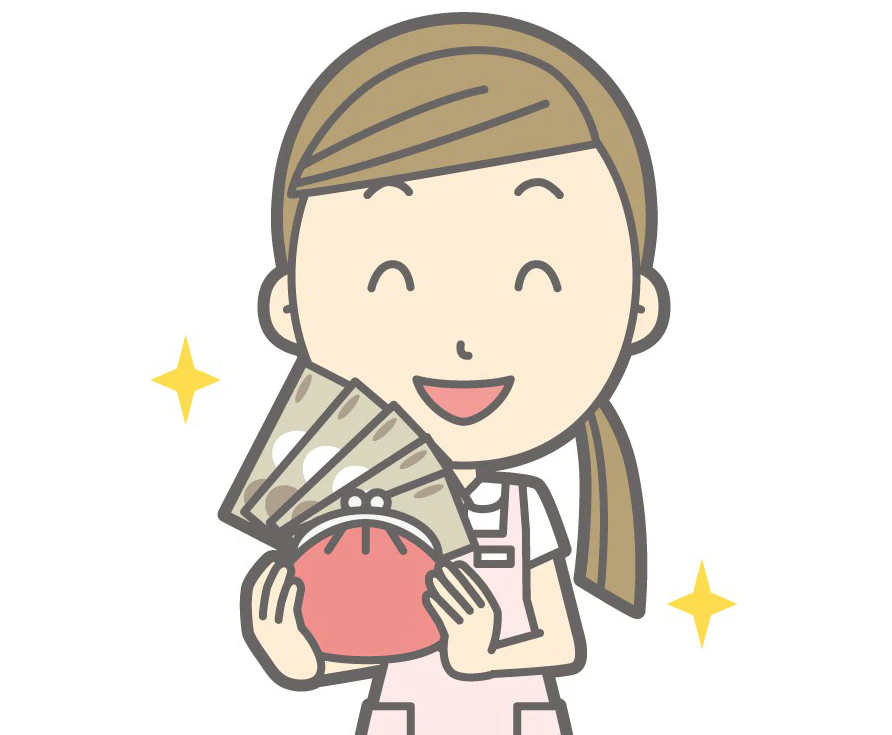 お金を持っている助産師