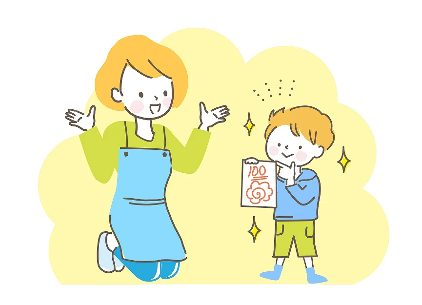 テストを見せる子ども