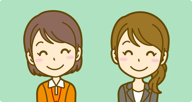 笑顔の利用者とアドバイザーのイラスト