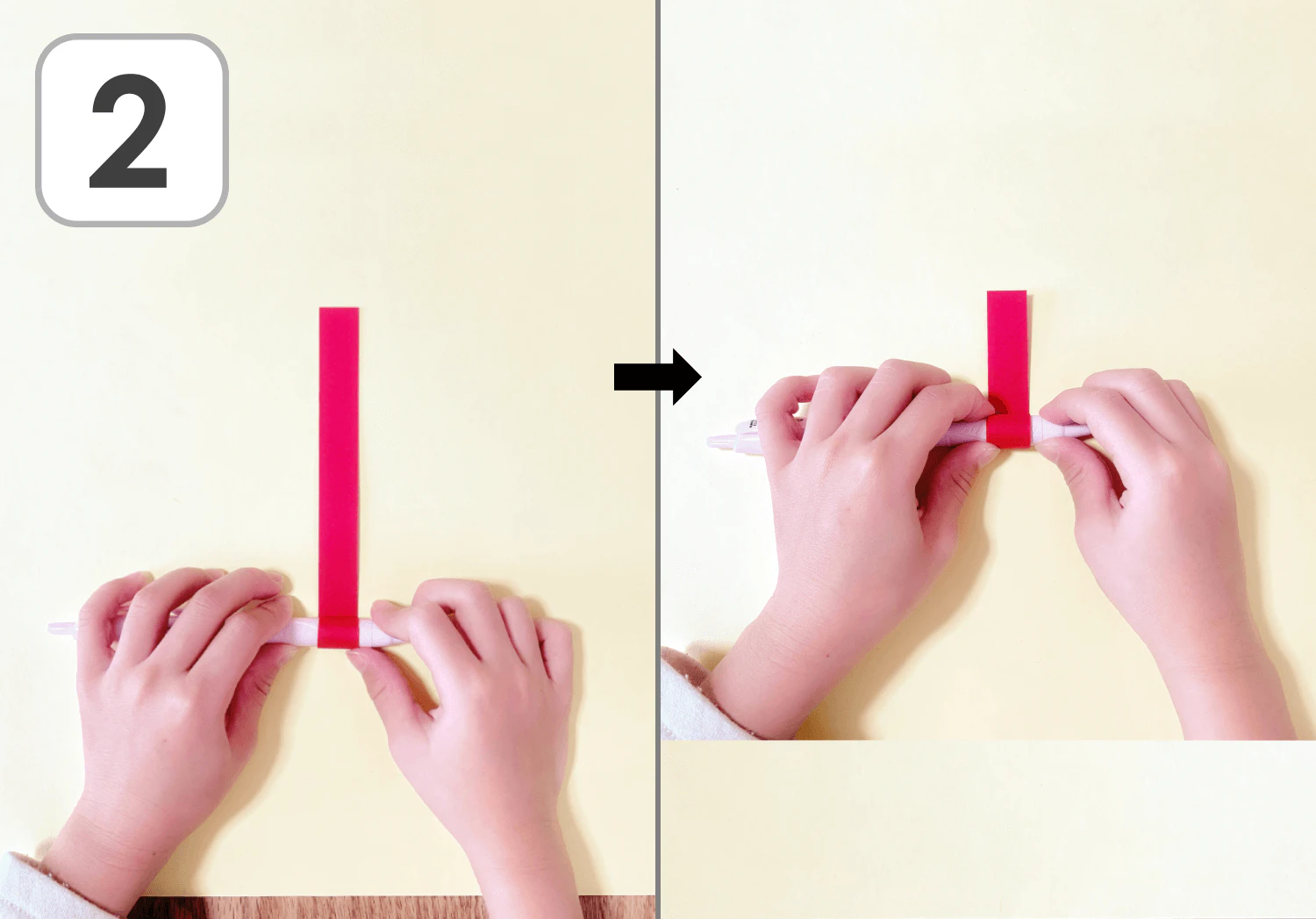 クイリングだるまの吊るし飾りの製作手順2