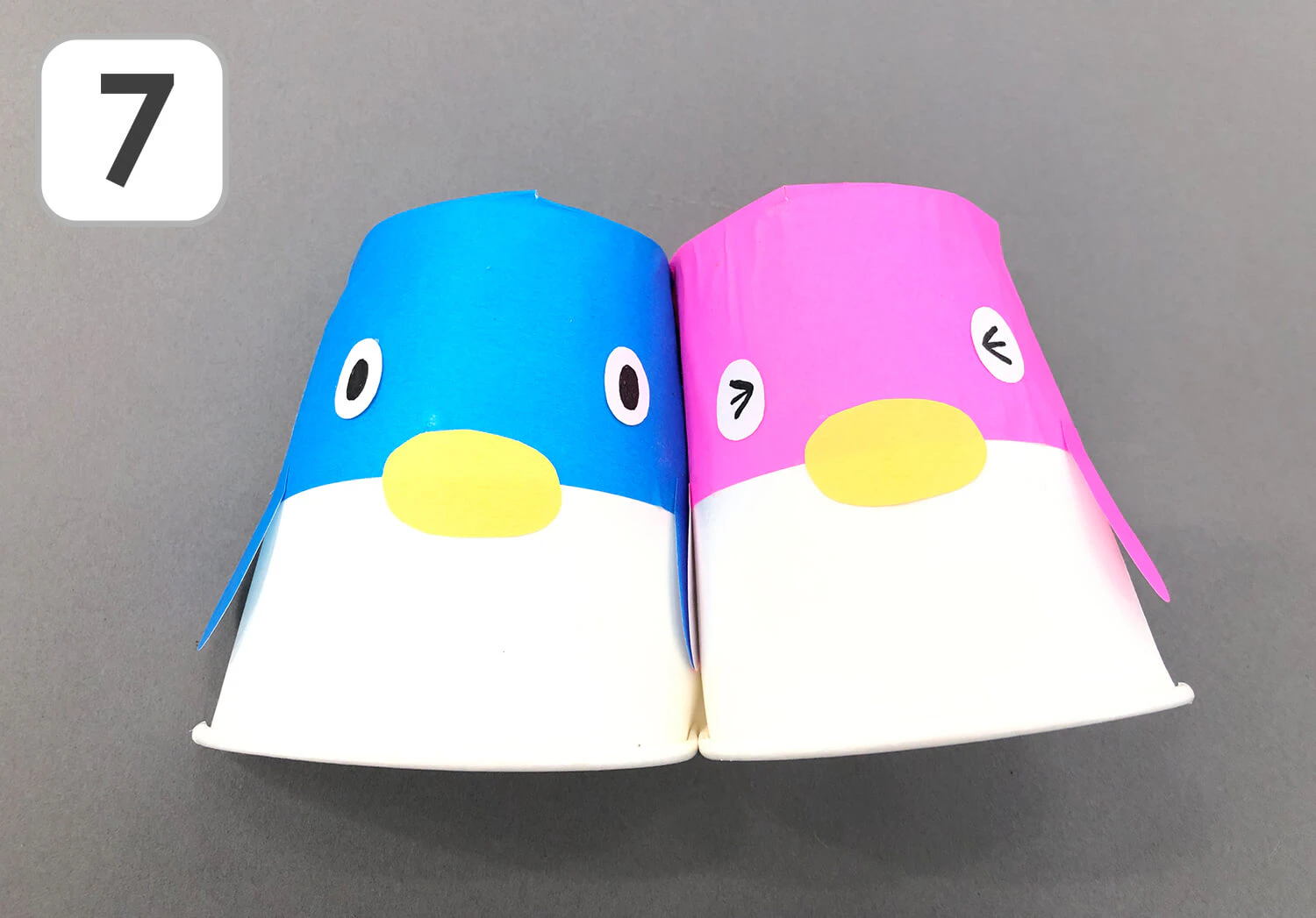 紙コップペンギン製作の手順完成図