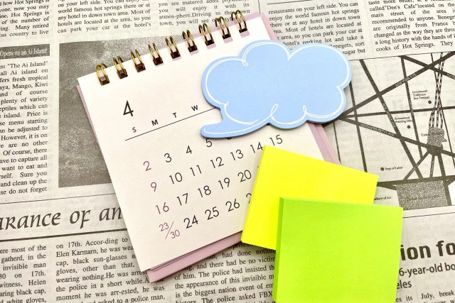 カレンダーと付箋