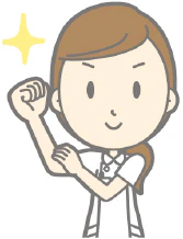 ガッツポーズしている看護師
