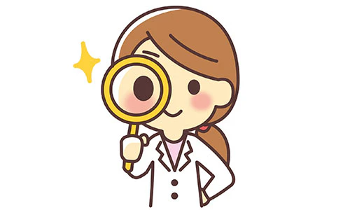 虫眼鏡を覗いてる医師