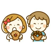 ドーナツを食べる子
