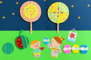 花火とスイカとかき氷の壁面