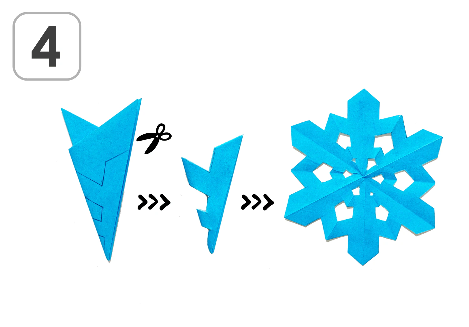 切り紙ツリーと雪の結晶の製作手順4