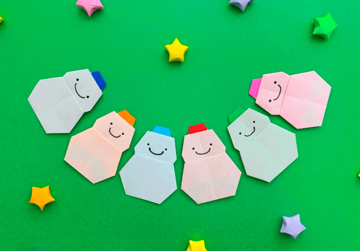 折り紙の雪だるま