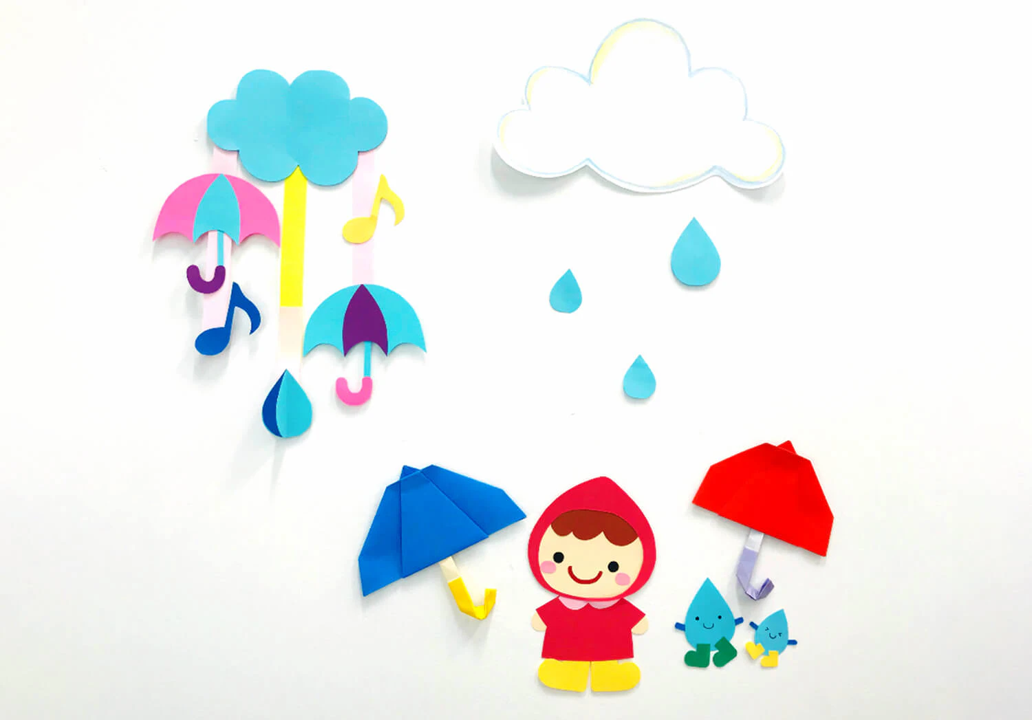 おりがみ傘を使った壁面アイディア