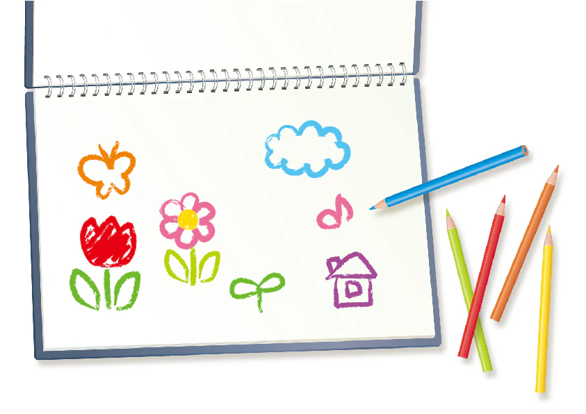 スケッチブックと色鉛筆