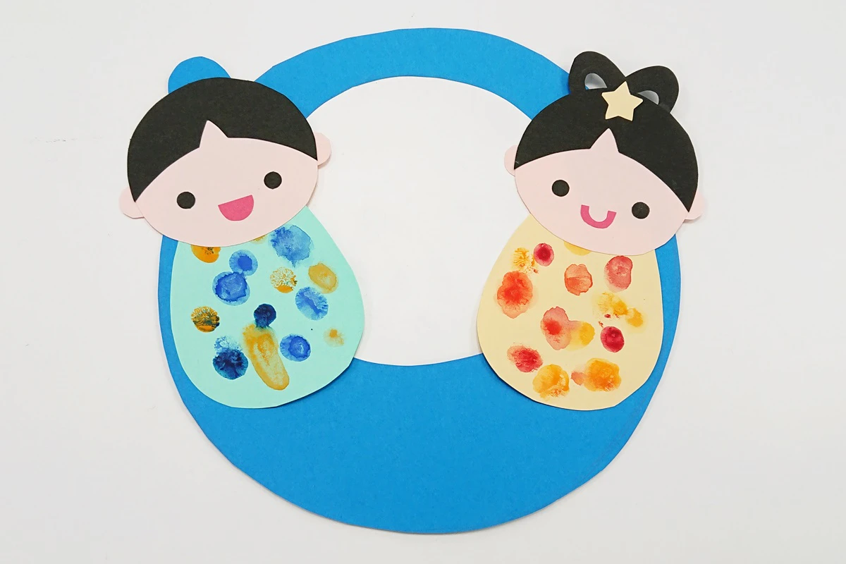指スタンプの七夕飾り製作過程5