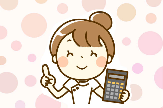 電卓で計算する看護師